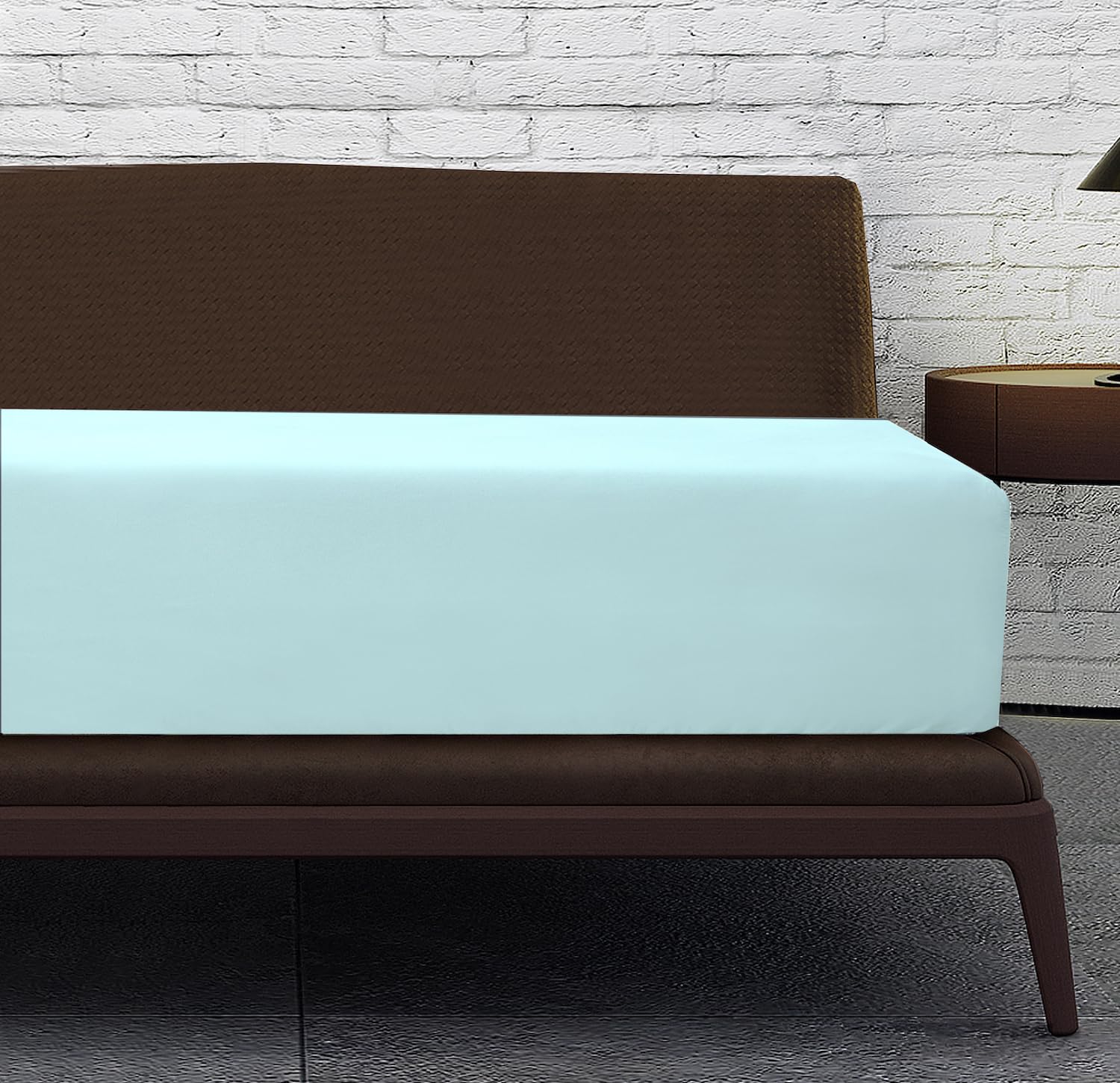 Linen Home Spa Blue 4FT Small Double Fitted Sheet Deep fit 12''/30cm Microfibre Easy Care 4ft Fitted Sheets - Super Soft Brushed Wrinkle and Fade Resistance Bedding (4FT Small Double, Spa Blue) — image 1