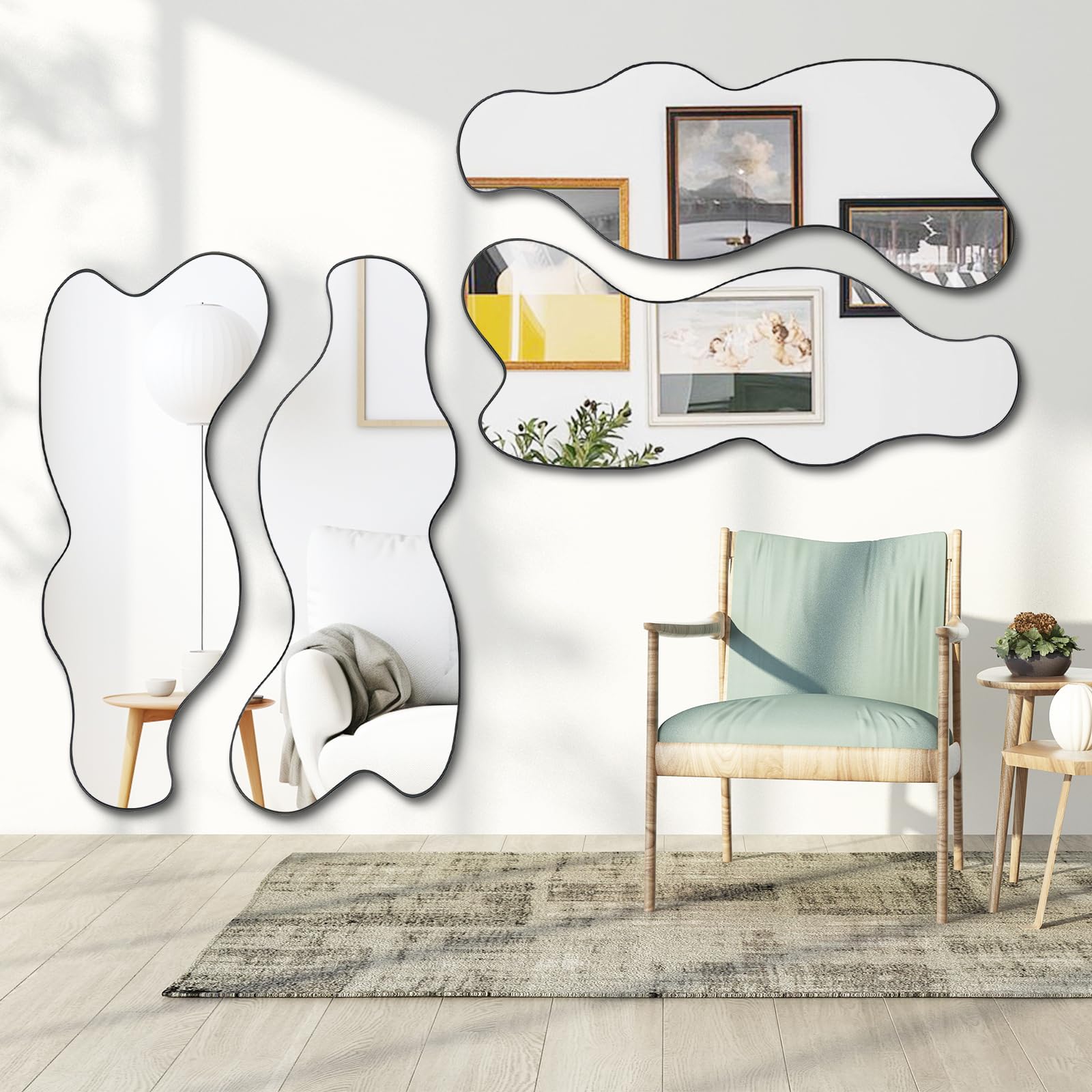 POZINO Irregular Mirror, Asymmetrical Decorative Mirror, 47.2