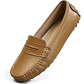 Artisure Women's Classic Comfort Leather Penny Loafers Casual Slip-Ons Lightweight Walking Flats Driving Mocs Boat Shoes