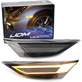 iJDMTOY LED Front Side Marker Lights For Audi Porsche 911/Cayman/Boxster | Fit 991/718 Models, 3D Raised GT RS Style, Amber Full LED Strip Design, Direct Replace OEM Front Bumper Sidemarkers, Smoked