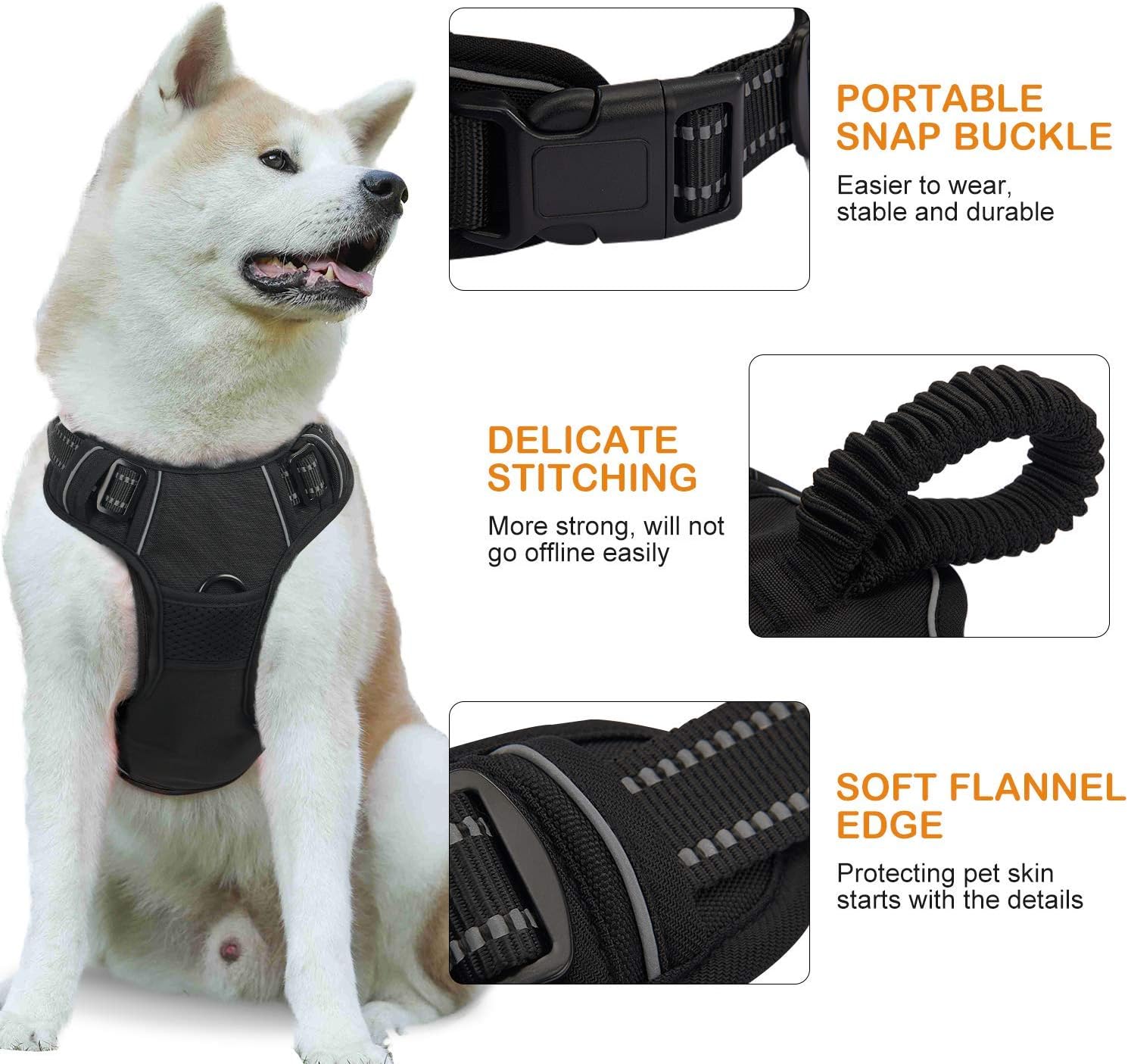 Dociote No Pull Dog Harness and Lead Set, Front Clip Dog Vest Harness