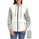 Zando Women's Lightweight Rain Jacket with Hood Waterproof Raincoat for Women Packable Windbreaker Jacket for Outdoor Travel