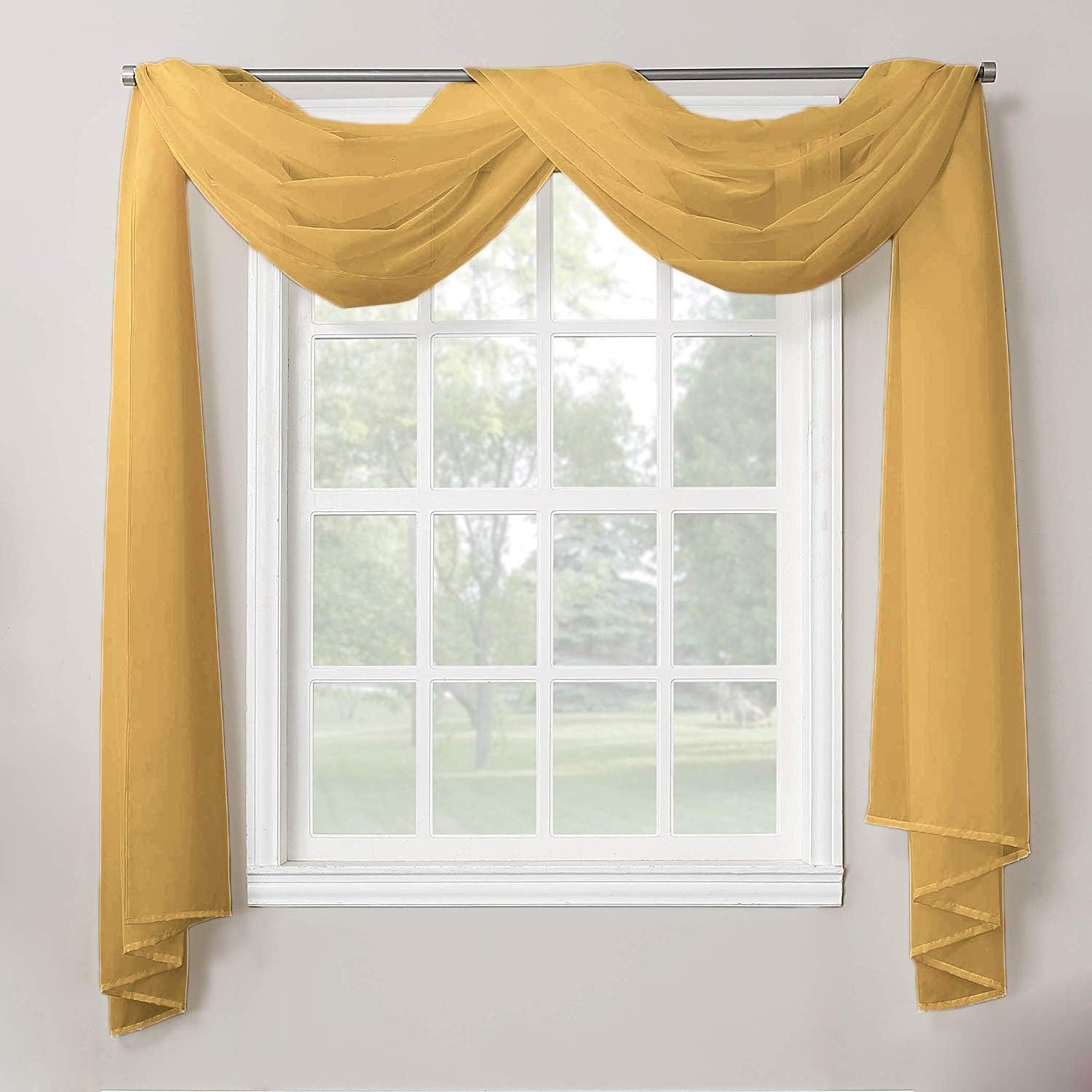 Window Treatments - Decotex 1 Piece Sheer Voile Home Decor Fully Hemmed Scarf Valance Swag Topper (54