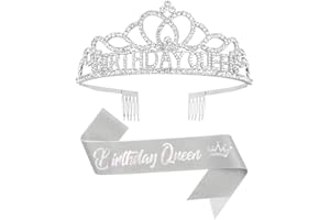 Queenship Birtthday Tiara Crown with Sash for Women Birthday Queen Party