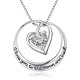 CEINTER Kette Damen Herzförmig Kreisförmig 925 Sterling Silber Damen Ketten Anha