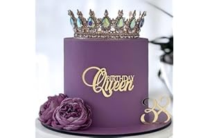 SRMIRO Birthday Queen Cake Topper Acrylic Gold Cake Decoration Women Girls Birthday Queen Cake Topper Valentine's Day Mother's Day Cake Decoration (Birthday Queen Gold) (Gold)