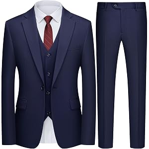 WEEN CHARM Mens 3 Piece Suit Set Slim Fit Tuxedo for Wedding, Business | Lightweight fabric, One-button blazer, vest and pant