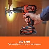 BLACK+DECKER 18V Hammer Drill 1400RPM 2 Speed Cordless Battery Charger Kitbox view 6