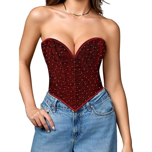 SOUGAO Vintage Corset Top Classic Overbust Bustier Waist Taming