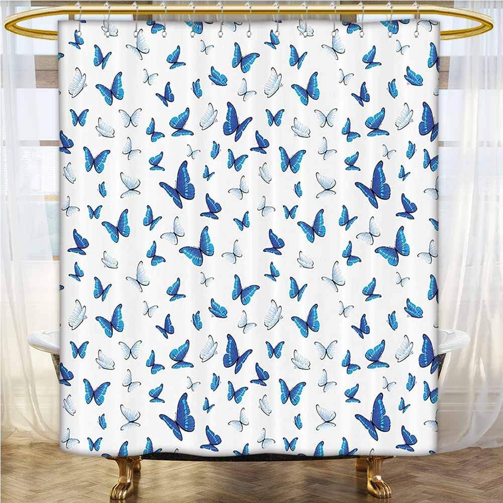 Butterflies Decoration Kids Shower Curtain 72x84 INCH Butterflies Patterns Seasonal Jolly Clip Art Rainforest Wilderness llustration Bathroom Decoration
