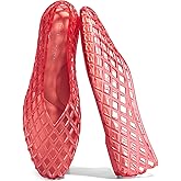 LUCKY STEP Women's Jelly Ballet Flats Mesh Casual Comfortable Jellies Shoes Clear Hollow Breathable Sandals