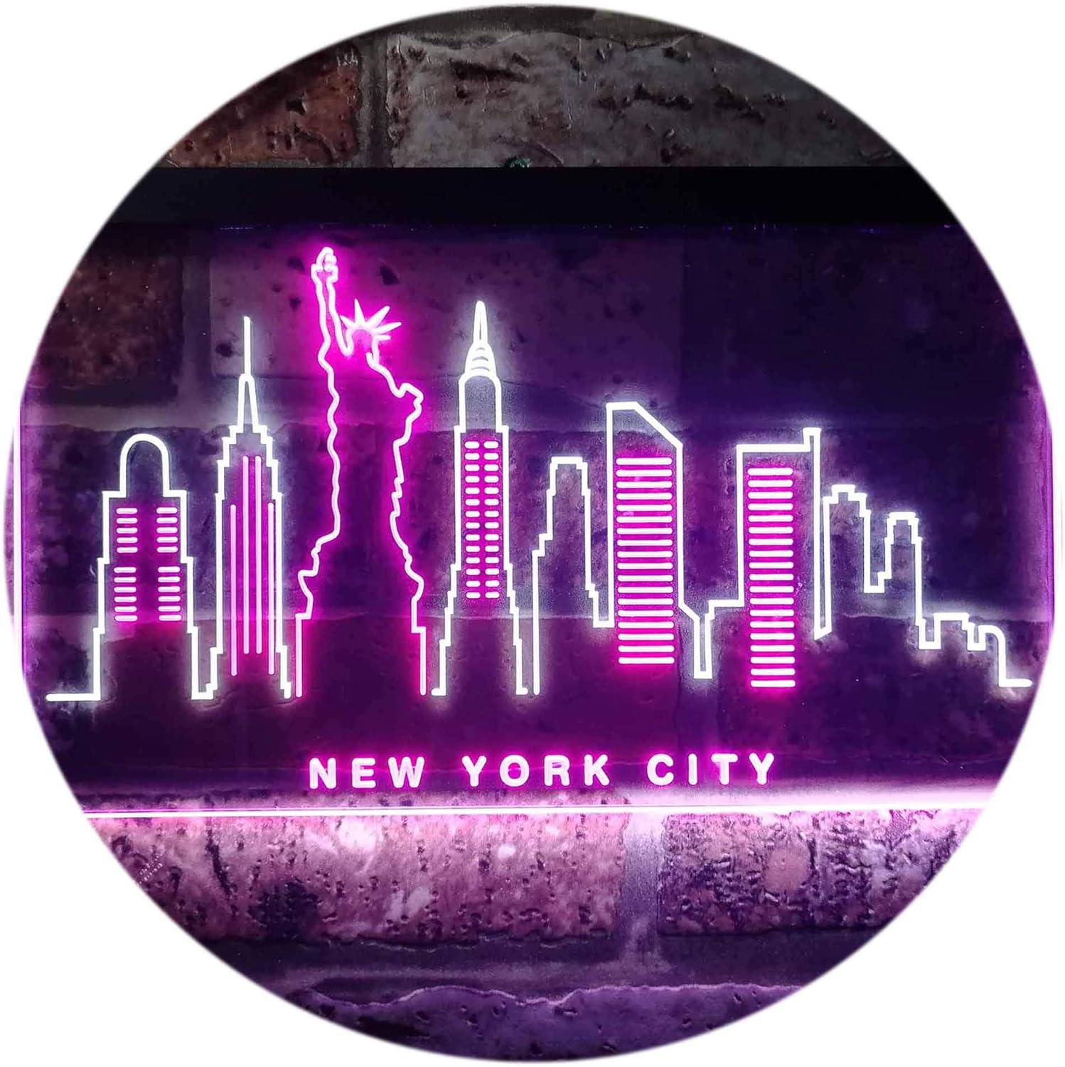 Amazon Com Advpro New York City Skyline Silhouette Dual Color Led Neon Sign White Purple 16 X 12 St6s43 I3275 Wp Home Kitchen