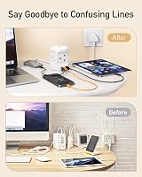 Kemelo 7-in-1 USB Extension Lead with Night Light, 4 UK Outlets, 2M view 7