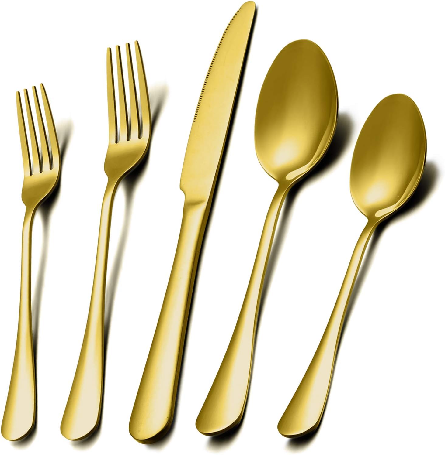 Gold Silverware Set, HKJ Chef 40 Piece Stainless Steel