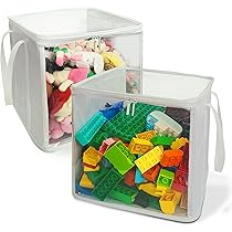 holay 2 Pack Storage Bins PVC Boxes with Transparent Lid & Handles