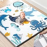 TINYHARBO Premium Foam Baby Play Mat 50x50 – Removable & Machine Washable Cover, Extra Thick Padding Playpen Mat, Non-Slip Crawling Mat, Easy to Clean for Infants, Toddlers & Babies