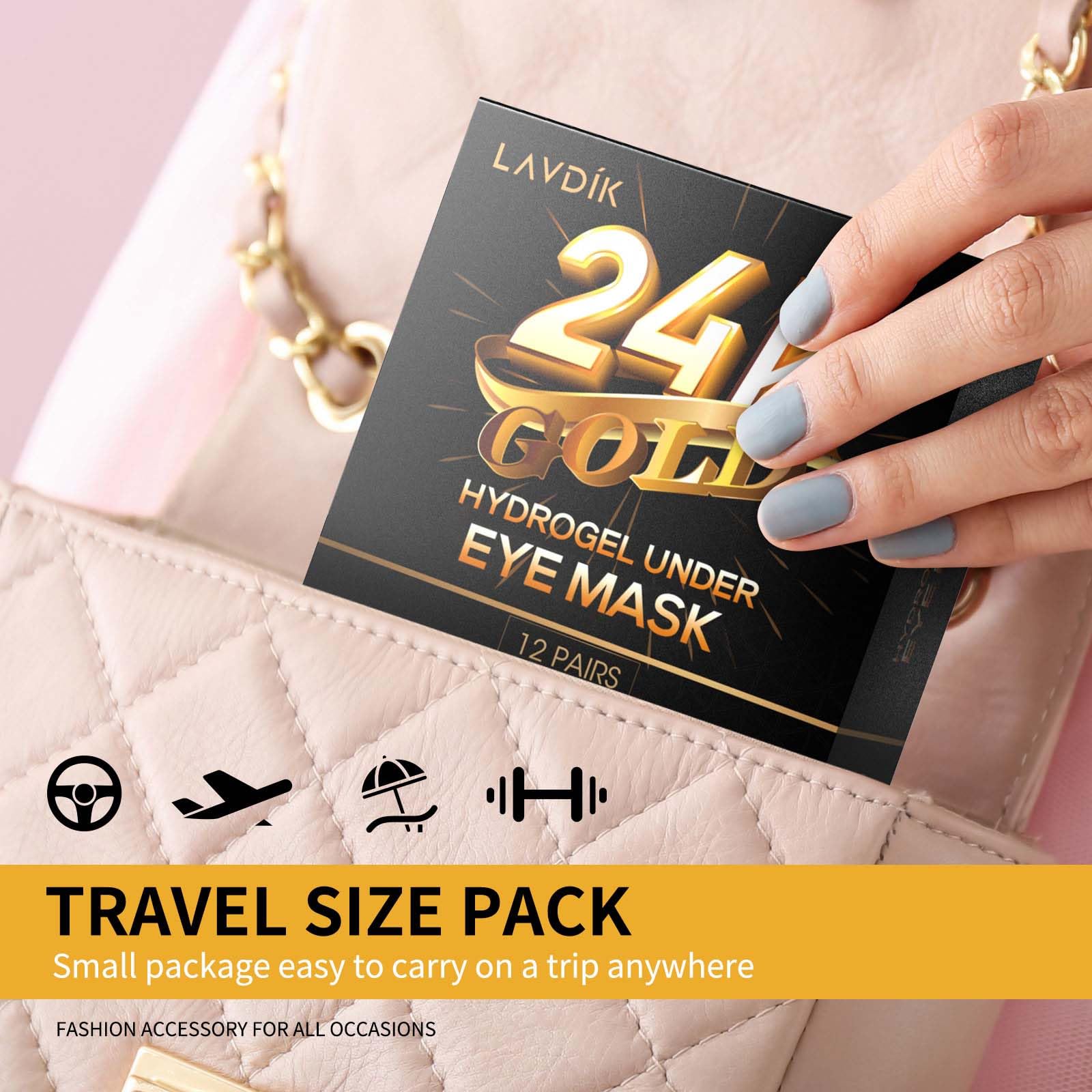 Under Eye Patches, 24K Gold Eye Mask - 12 Pairs, Collagen Eye Patch for Puffy Eyes and Dark Circles and Anti-Aging, Deep Moisturizing Eye Treatment Masks for Women and Men