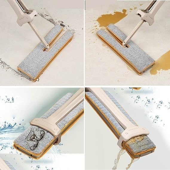 Frashing Dual Action Self-wringing Flipping Flat Mop - Wet & Dry Mopping in 2 side Waschen Flat Mop Wooden Floor Mop Staub Pu