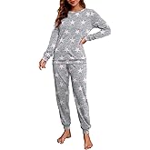 PrinStory Womens Pajama Set Long Sleeve Sleepwear Nightwear Soft Pjs Lounge Sets With Pockets