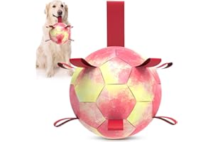 QDAN Colorful Red Dog Toys Soccer Ball - Durable Dog Balls for Large Dogs, Outdoor Dog Toys, Dog Water Toy, Herding Ball, Puppy Dog Birthday Gifts (8 Inch)