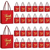 Honoson 30 Pcs Mini Gift Bag with Handle 4 x 2.75 x 4.5'' Small Thank You Bag Foil Paper Tote for Valentine's Day Wedding Baby Shower Birthday Graduation Party Favor Supplies(Red/Gold)