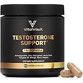 VitalVault 7-in-1 Testosterone Booster for Men - Natural Supplement with Ashwaganda, Shilajit, Fenugreek, Maca Root, Tongkat Ali, Black Pepper & Zinc - 1 Month Supply (60 caps)