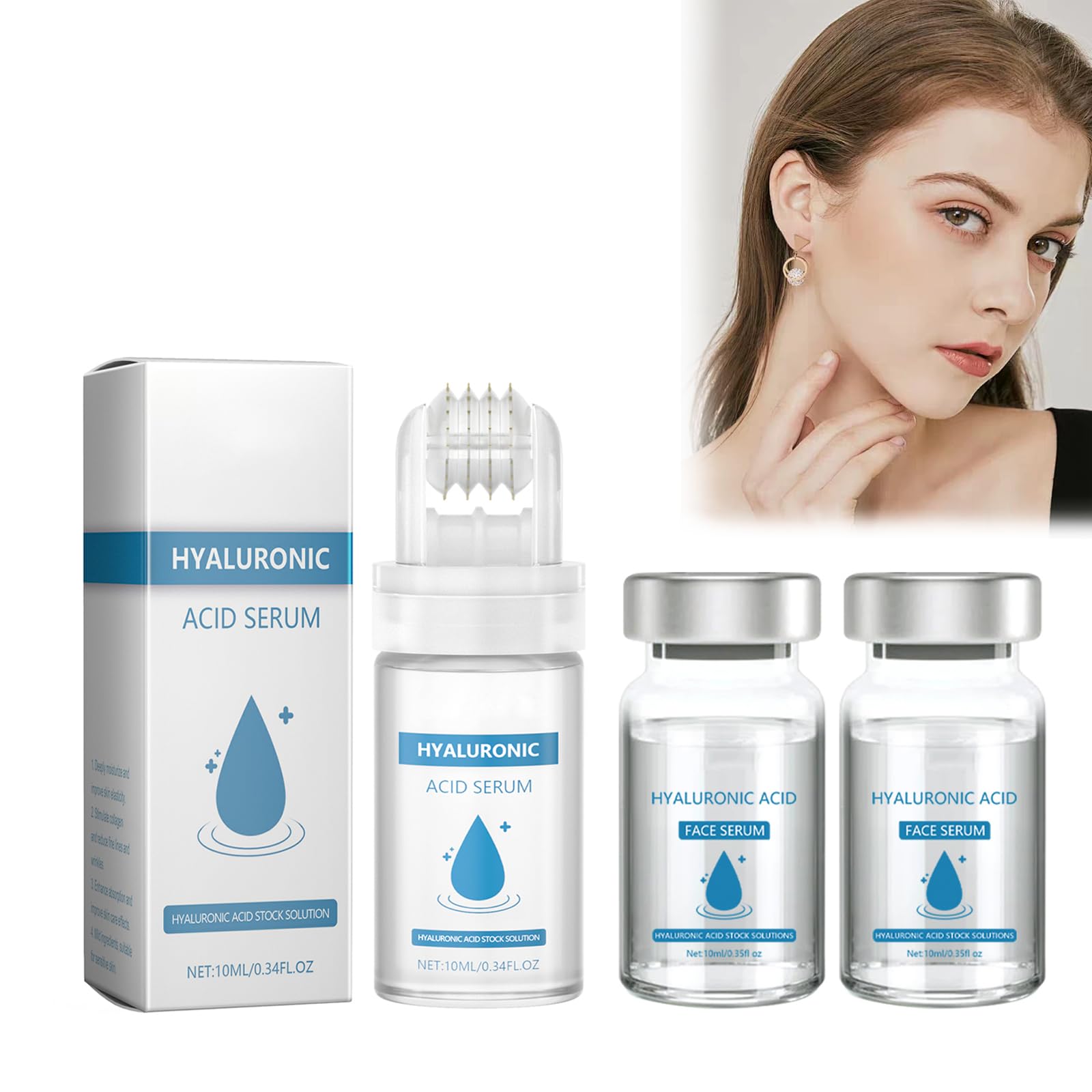 Hyaluronic Acid Facial Serum, Facial Serum with Hyaluronic Acid Moisturising Face Serum, Lightweight and Ultra Moisturising Anti-Aging Facial Serum, For All Skin Types