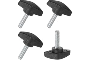 M METERXITY 4-Pack Thumb Screws, M6x25mm Tee Wing Knobs, Plastic T Handles Clamping Knob for Woodworking/Machinery/Equipment, Tightening Thread Thumbscrew [Black]