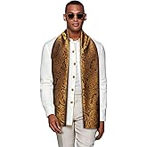 YOHOWA Mens/Womens Lightweight Silk Scarf Fashion Print Paisley Scarves Neckerchief Shawl Autumn Winter 63"x20"