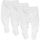 HonestBaby Unisex-Baby 3-Pack Footed Pants Roomy Fit Pull on Bottoms 100% Organic Cotton for Infant Baby Boys, Girls, Unisex