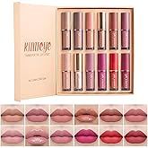 KIMIEYE 12Pcs Liquid Lipstick Set, Shades with Matte Gloss Lip Tint, Set A | Waterproof, Long Lasting, Quick-drying, Non-Stick Cup, Up to 12H Wear, Professional Lip Makeup Gift Kit