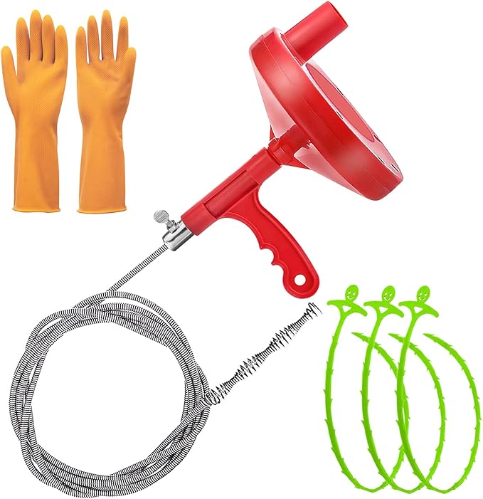 Heavy Duty Plumbing Snake Drain Auger 25 Ft, Sink Snake for Bathroom Kitchen Sink/Bathtub Shower