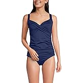 Lands' End Womens Sweetheart Wrap Underwire Tankini Top Deep Sea Navy Regular 12