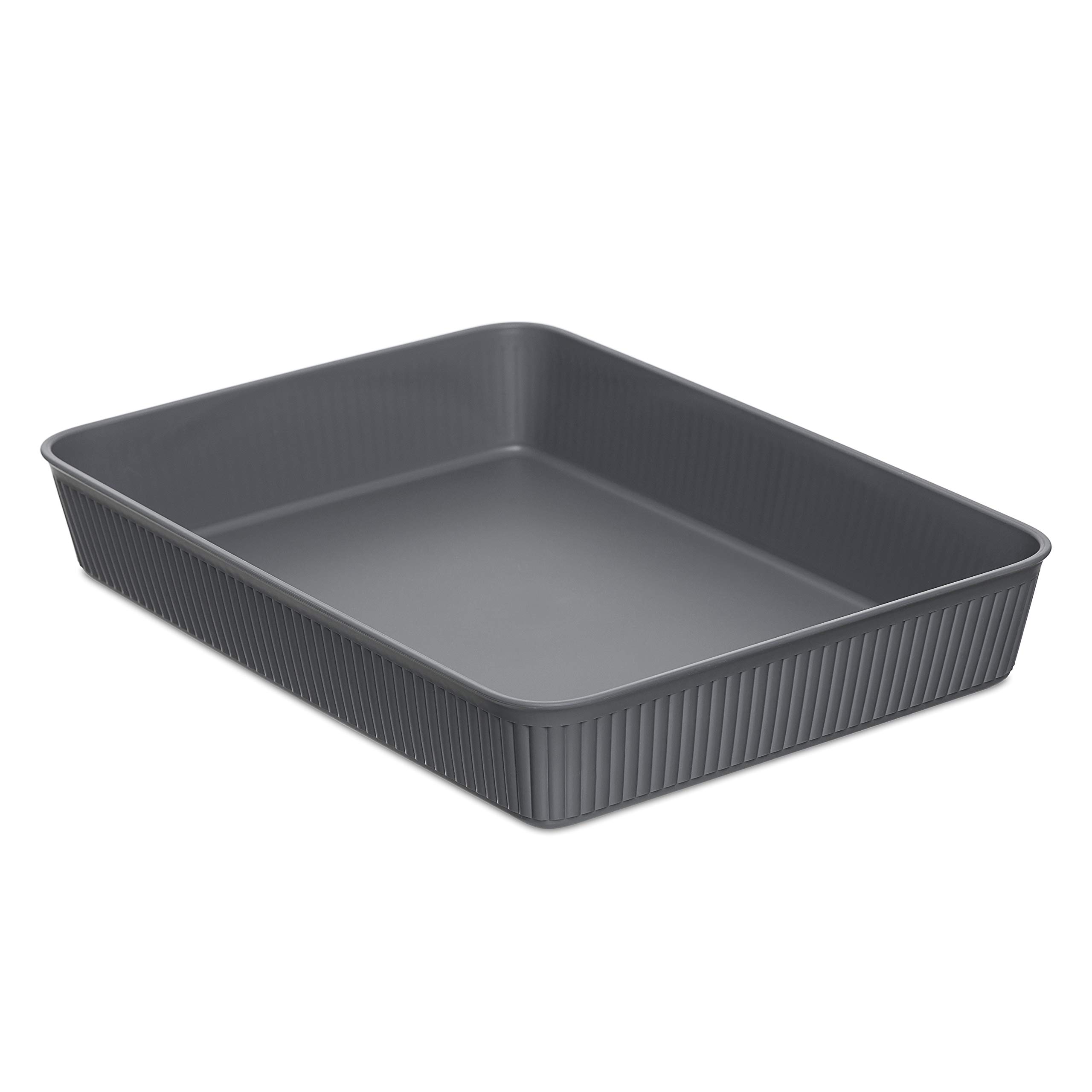 TATAY Plastic Storage Basket A4 Baobab | Drawer Organiser | Elegant Functional Design | Home & Office Organisation | Recycled BPA-Free Plastic | 24.7x33.6x5.6 cm, Grey — image 1