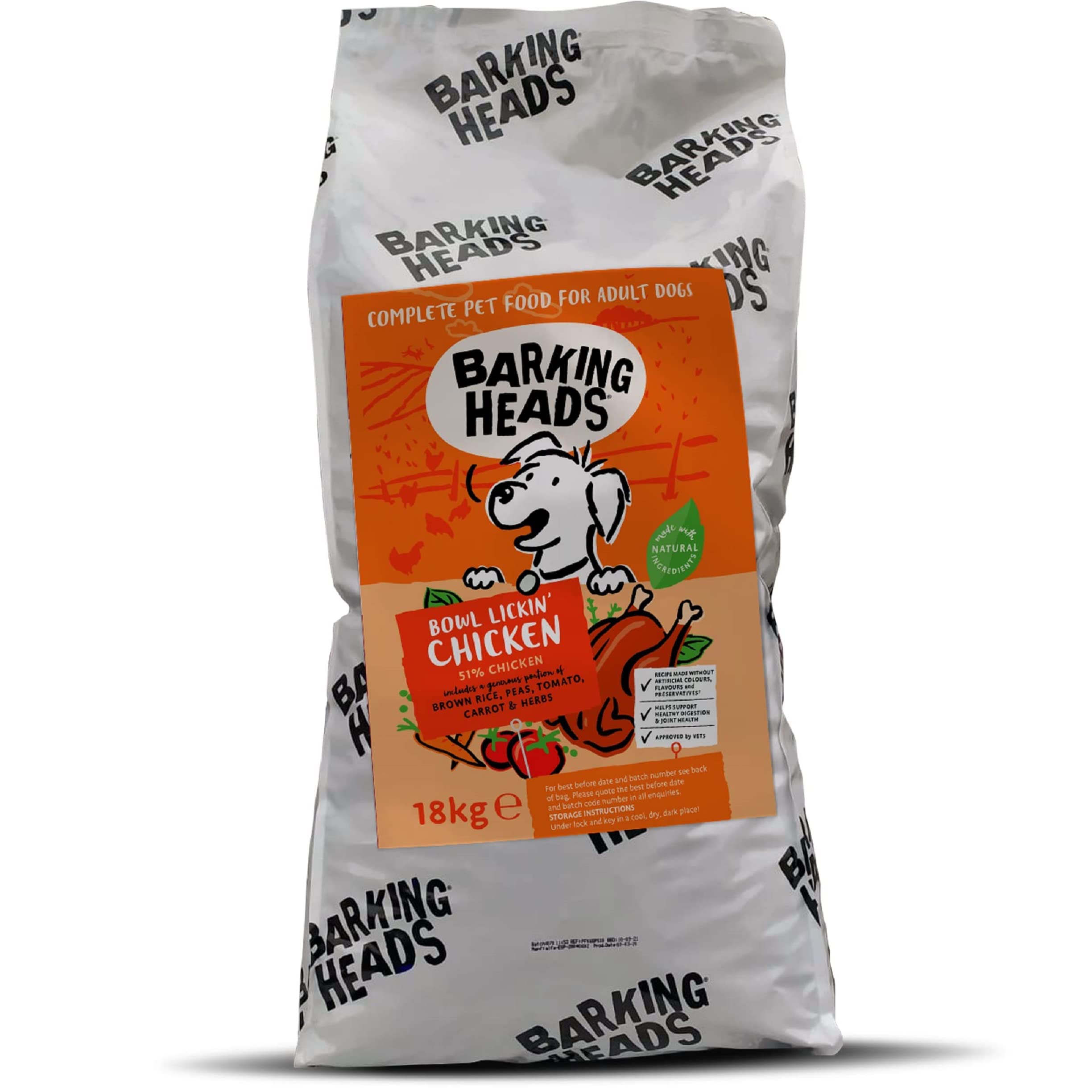Barking Heads Complete Dry Dog Food 18kg - Adult All Hounder Bowl Lickin' Goodness Chicken - Natural Everyday Immunity & Vitality - Vet Approved