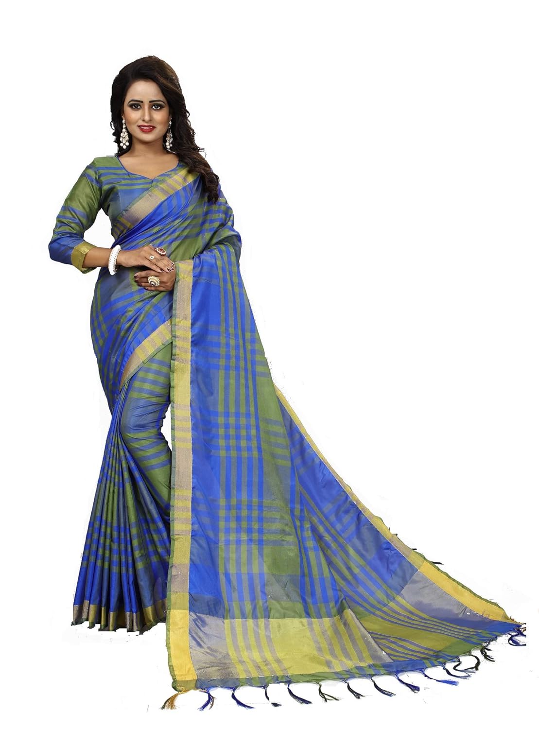 perfectblue cotton saree with blouse piece