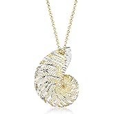 Ross-Simons Italian 18kt Gold Over Sterling and Sterling Silver Seashell Necklace. 18 inches