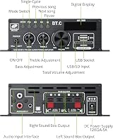 LiNKFOR Bluetooth 5.0 Stereo Amplifier 40W+40W USB SD AUX RCA Remote LCD view 6