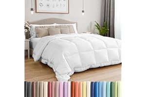 CGK UNLIMITED Queen Size, White Alternative Down Comforter - Warm and Lightweight - Luxury and Breathable Hotel Quality Bedding Set - All Season Fluffy and Cozy Oversized Cooling Microfiber Duvet Insert Comforter