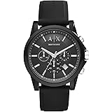 A|X ARMANI EXCHANGE Men's Black Silicone Strap Watch (Model: AX1326)