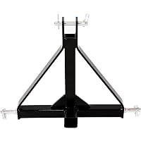 thumbnail interactive-video image 1 of 3-Point 2" Trailer Receiver Hitch Drawbar For Tractors & Skid Steers – Category 1, Black, Heavy-Duty (Handdo) 1 of 3