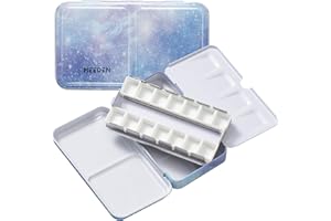 MEEDEN Empty Watercolor Paint Palette: Travel Water Color Palette Tin with 12 Half Pans - Portable Metal Palette Tin Box (Galaxy)