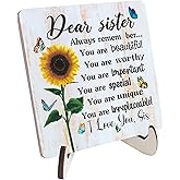 Sister Gifts from Sister, Birthday Gifts for Sister from Brother, Gift Sister Desk Wood Sign Keepsake, Sister-in-Law Birthday Gift, Dear Sister Gift Mother's Day Christmas Table Plaque