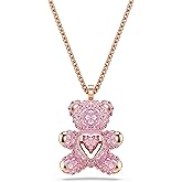 Swarovski Teddy Bear Pendant Necklace, Pink Crystals, Rose Gold-Tone Finish