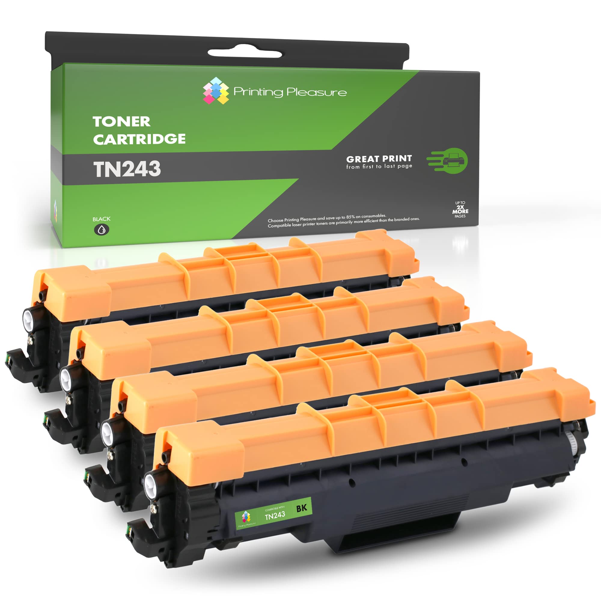 Printing Pleasure TN247 TN243 Replacement for Brother TN-247 TN-243 Toner Cartridge Compatible with Brother HL-L3210CW HL-L3230CDW HL-L3270CDW MFC-L3710CW MFC-L3750CDW 4 Black