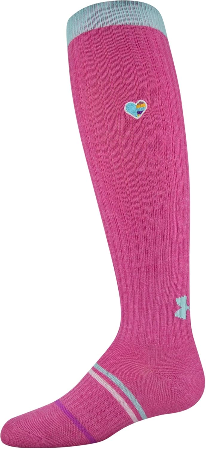 Under Armour Youth Knee High Over The Calf Socks, 2-Pairs, Mojo Pink/Assorted, Shoe Size: Youth 13.5K-4Y : Clothing