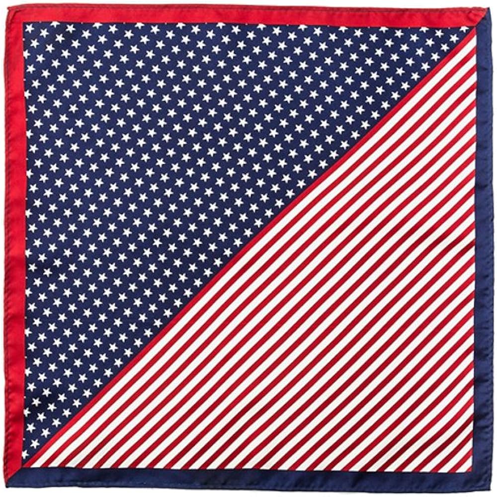 100% Silk American Flag Stars & Stripes Handkerchief Pocket Square