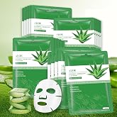 YAFUSIPE Face Masks Skincare Sheet Mask Aloe Vera Sheets Mask, Hydrating Face Masks Soothing Facial Mask for All SkinTypes Sun Care, Facial Masks for Women Skin Care Sheet Masks for Face Pack of 10