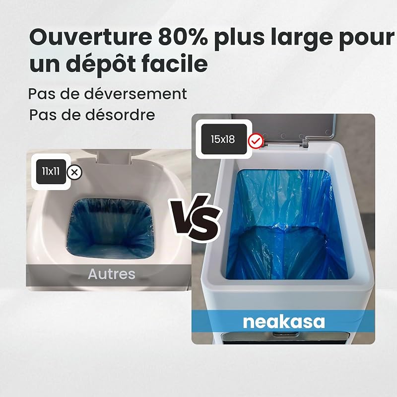 PooGuard Poubelle à litière pour chat, déjections canines et couches, avec fenêtre de visualisation, ouverture plus large et sac de recharge de 4 mois (gris)