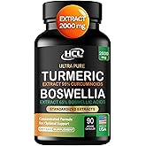 Turmeric Boswellia Extract Supplement 2000 mg – Extra Strength Boswellia Serrata with Turmeric Curcumin - 95% Curcuminoids with Boswellia Extract Capsules - Standardized High Potency - Made in USA